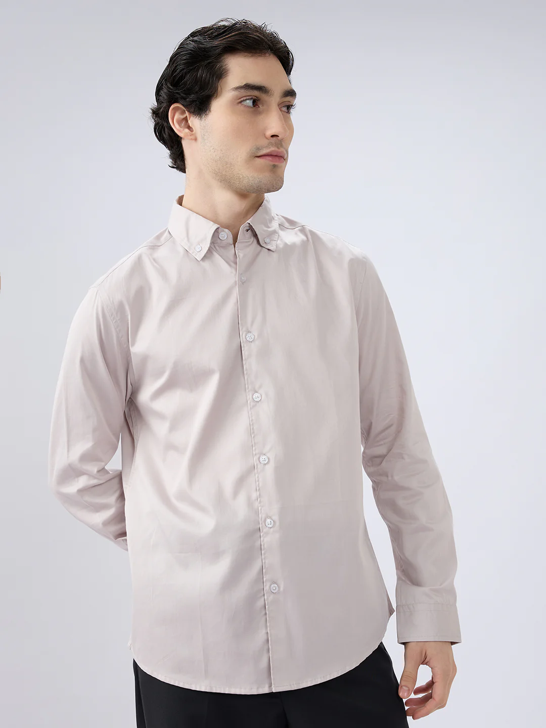 Neutral Grey Edit Satin Shirt - Image 4