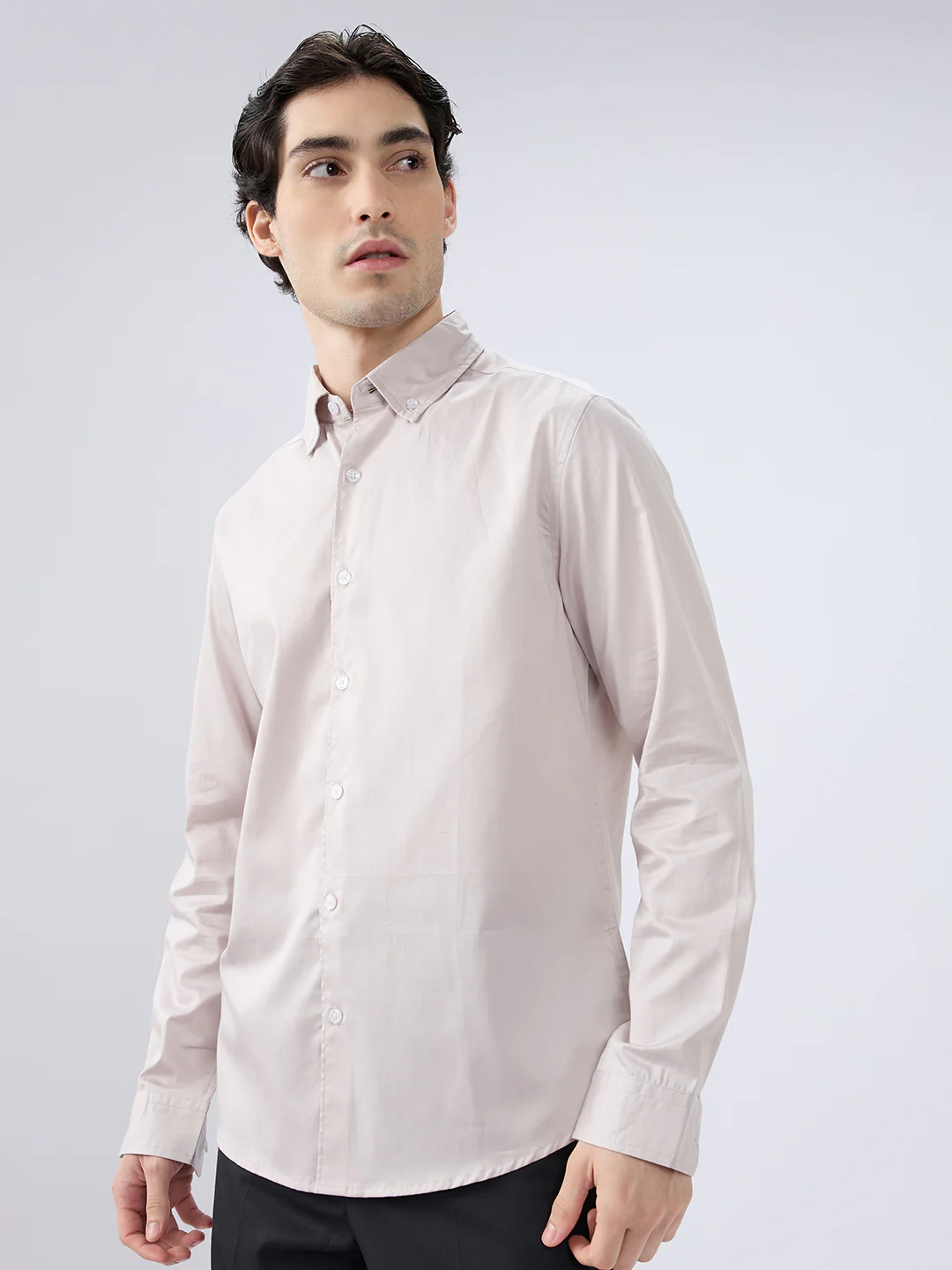 Neutral Grey Edit Satin Shirt - Image 5
