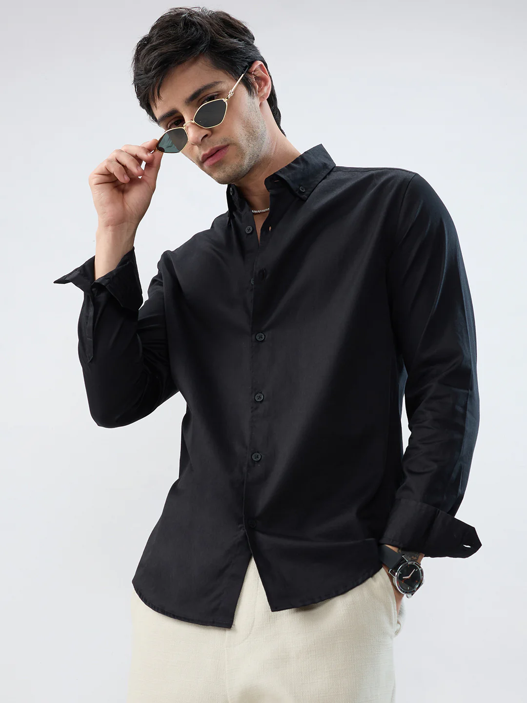 Nightfall Black Button-Down Collar Business Shirt - Image 2
