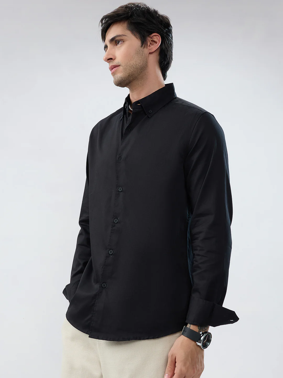 Nightfall Black Button-Down Collar Business Shirt - Image 6