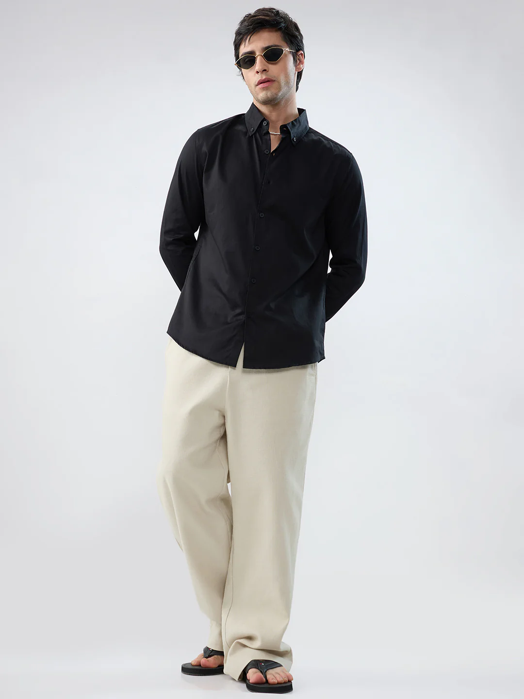 Nightfall Black Button-Down Collar Business Shirt - Image 8