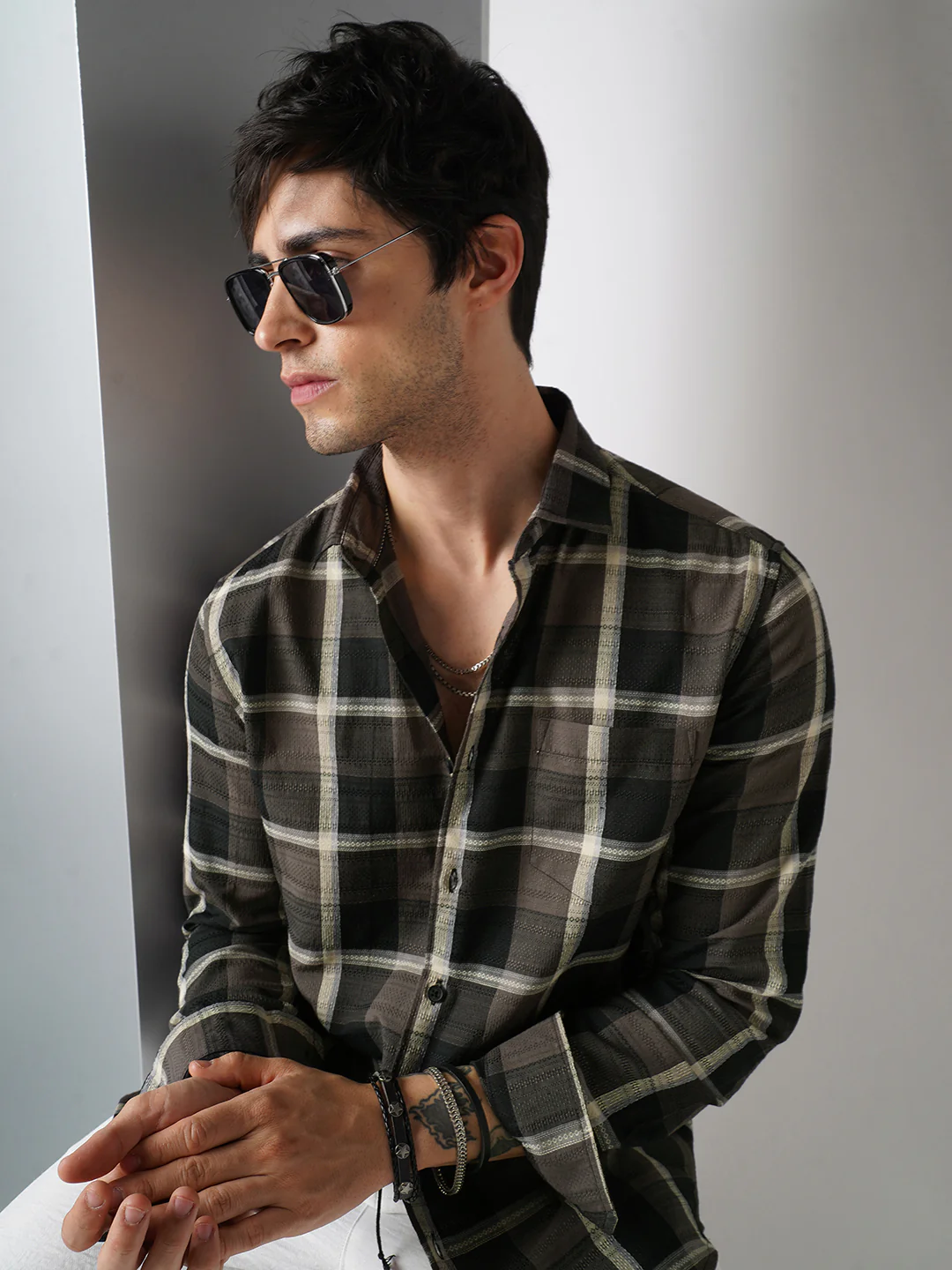 Nocturne Crest Luxe Plaid Black Shirt - Image 4