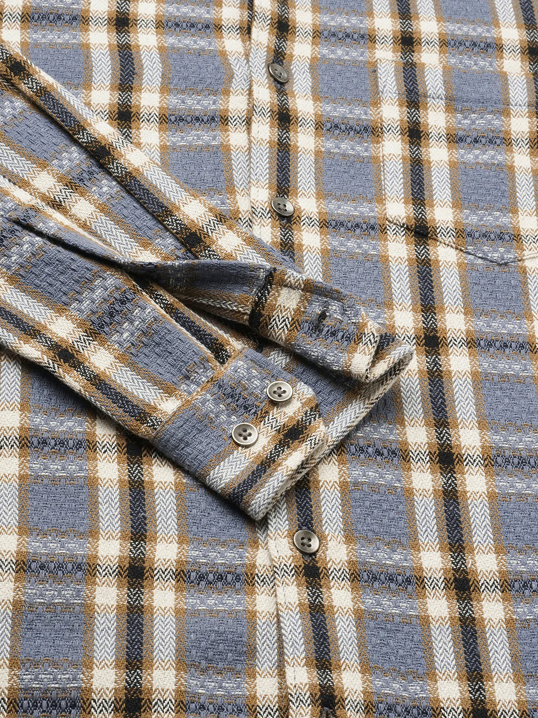 Ocean Blue Chevron Checkered Woven Shirt - Image 8