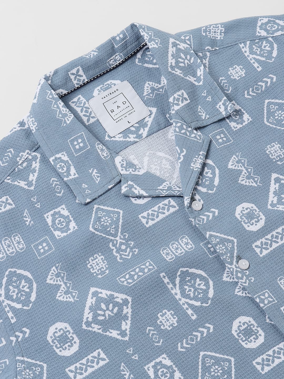 Ocean Blue Intricate Printed Oversized Shirt - Image 3