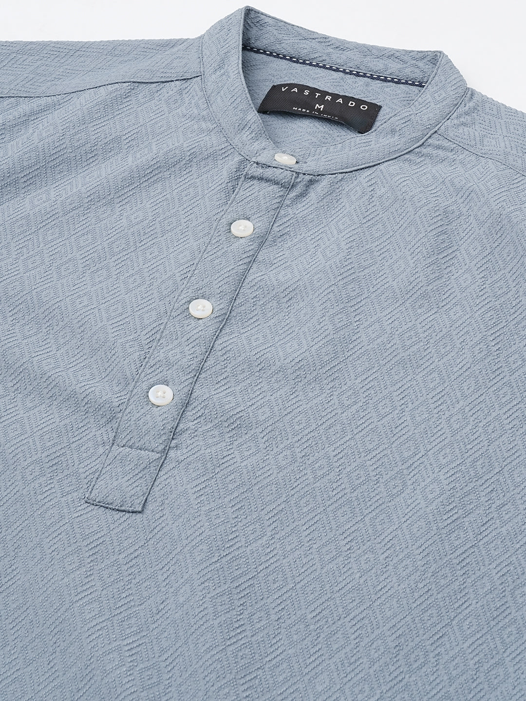 Ocean Blue Lozenge Textured Kurta - Image 3
