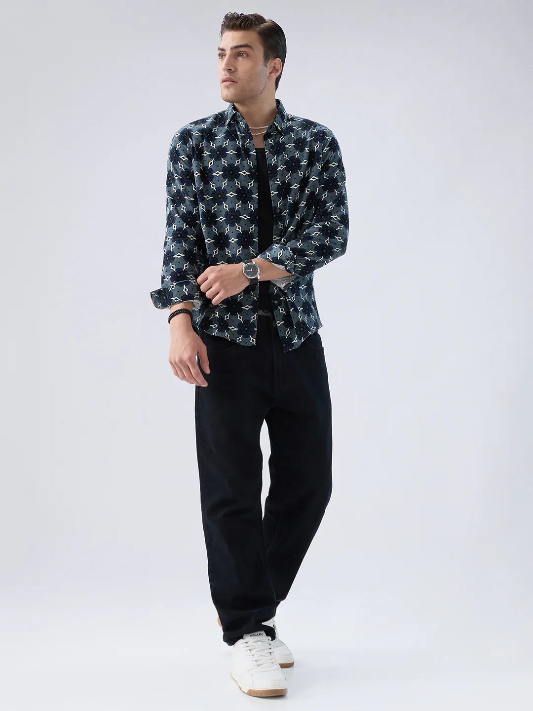 Ocean Blue Motif Bloom Corduroy Shirt - Image 7