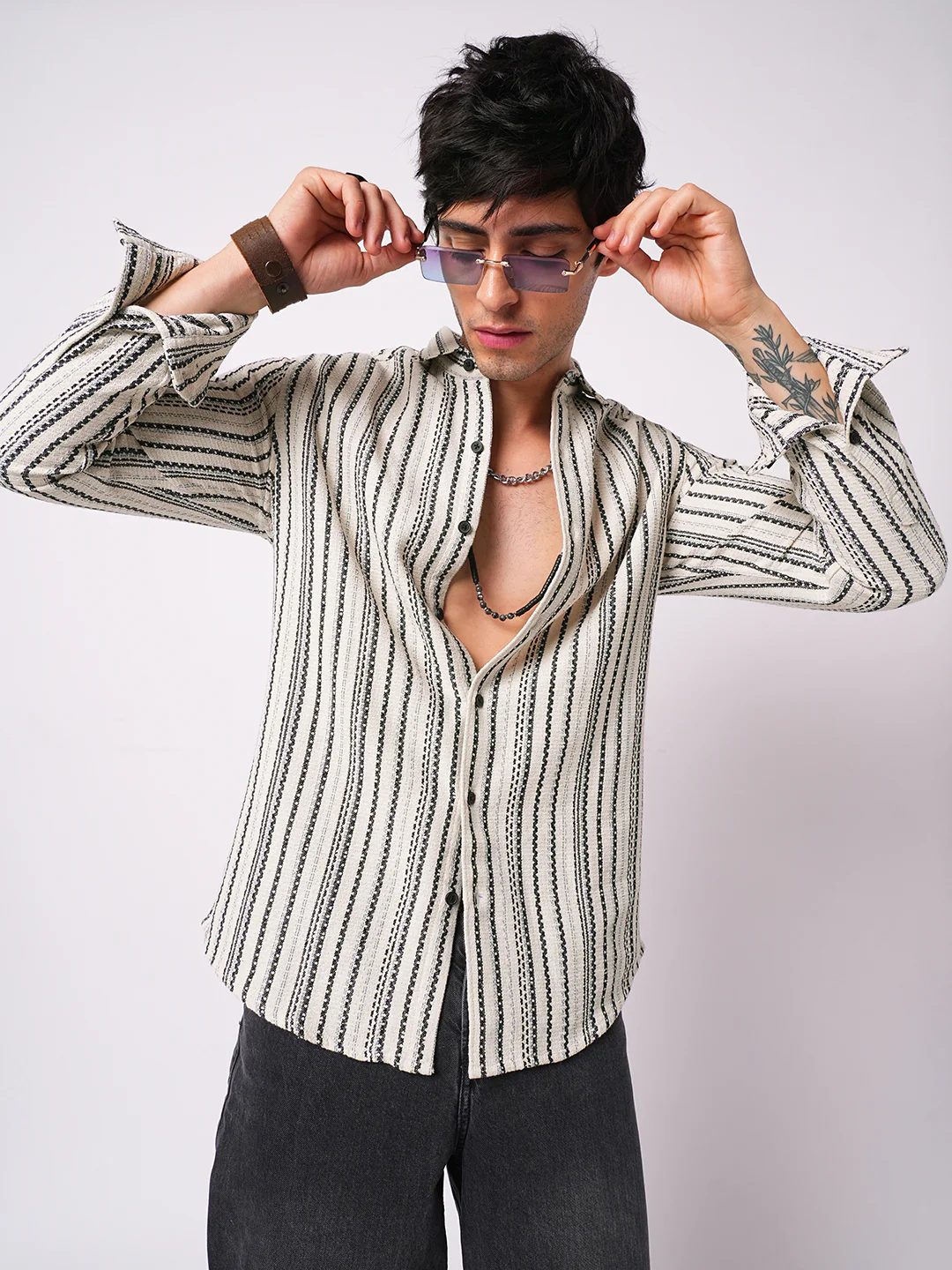 Off-White & Black Balanced Striped Shirt - Image 2