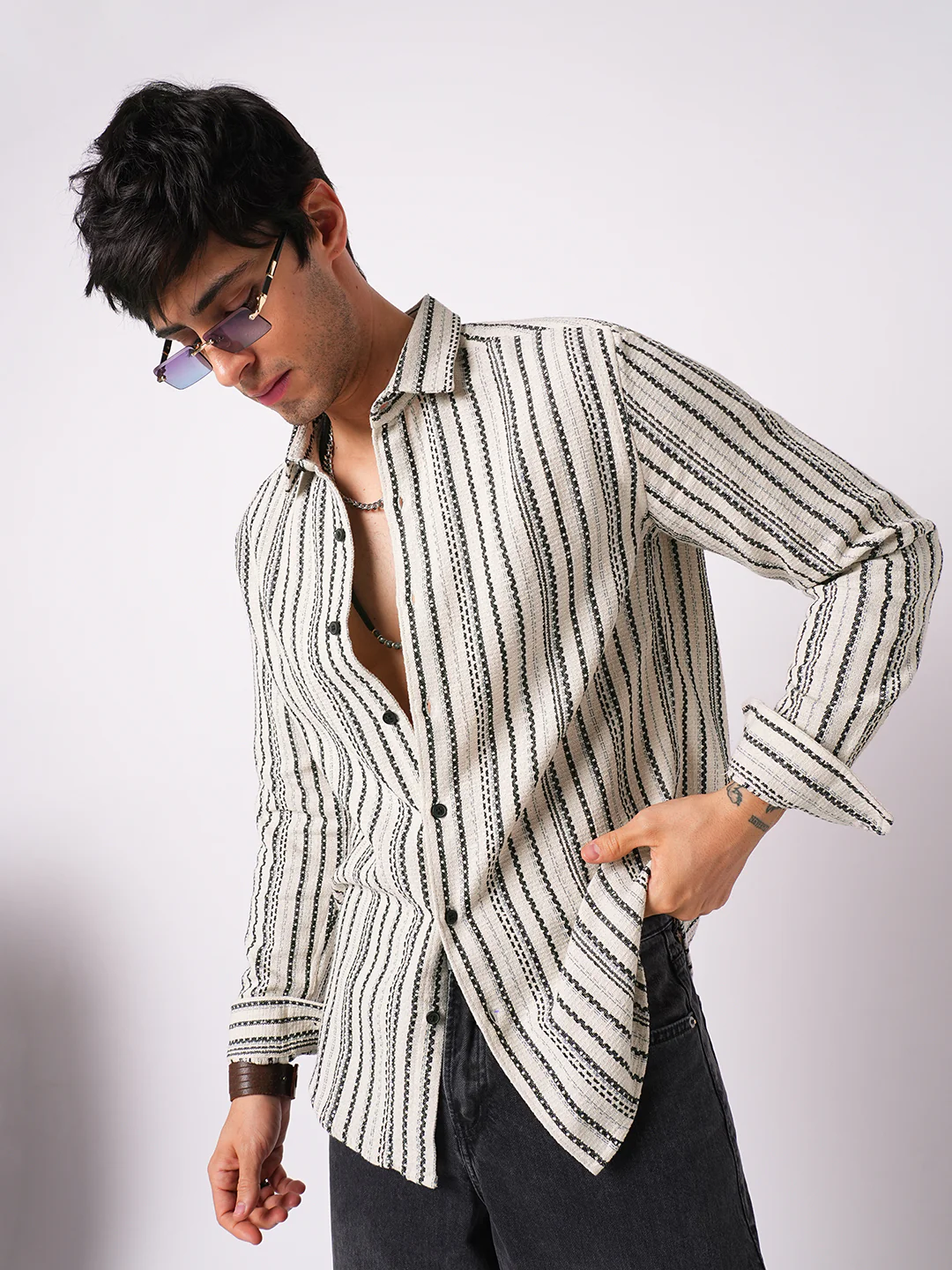 Off-White & Black Balanced Striped Shirt - Image 4