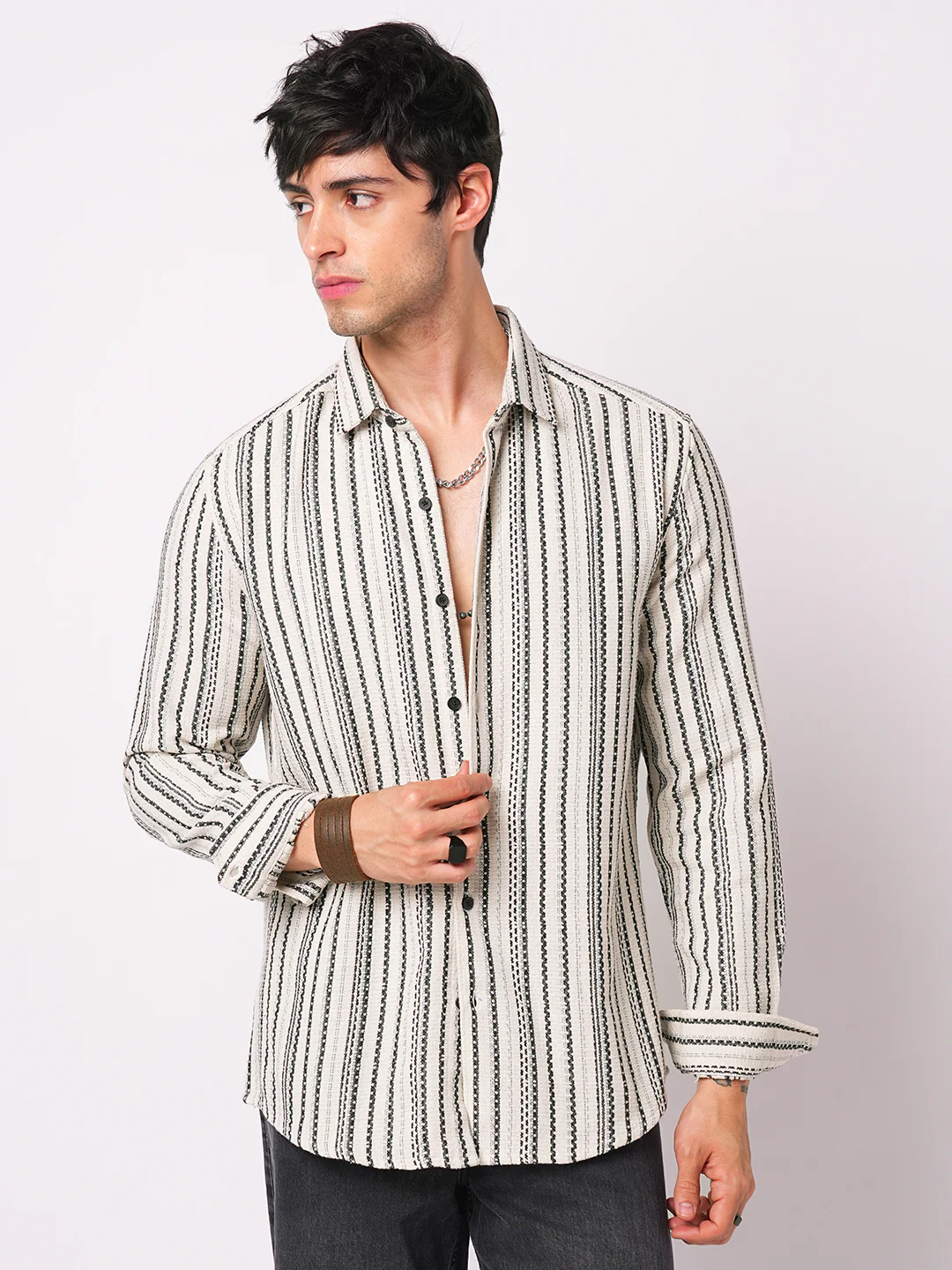 Off-White & Black Balanced Striped Shirt - Image 5