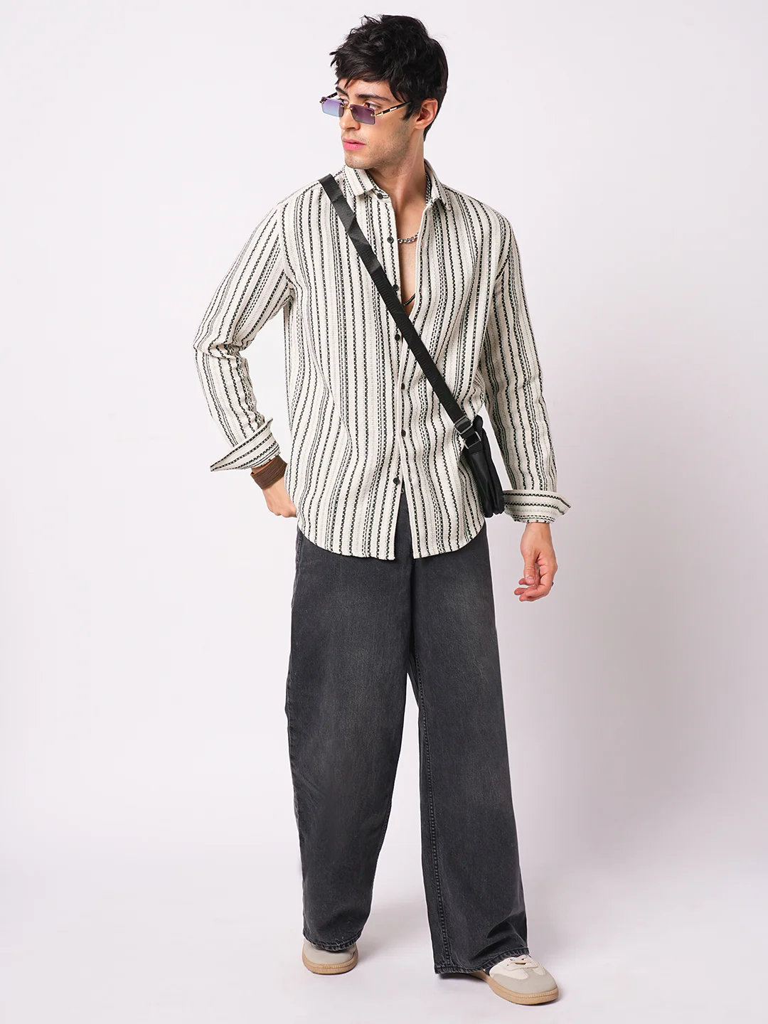 Off-White & Black Balanced Striped Shirt - Image 7