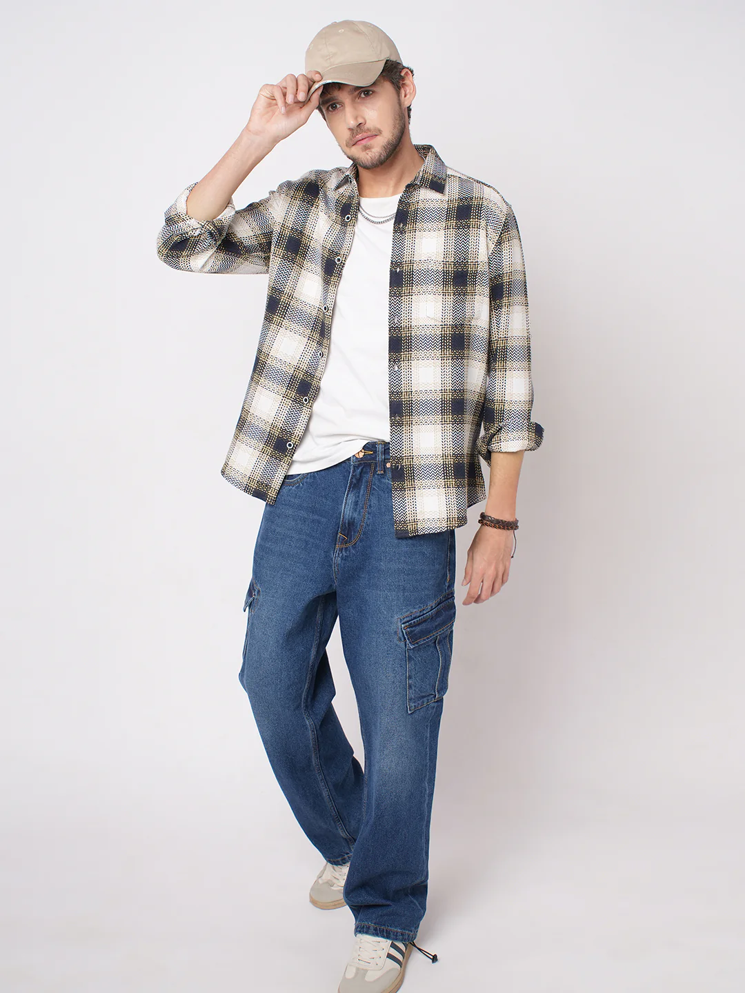 Off-White & Black Chevron Echo Tweed Checks Shirt - Image 8