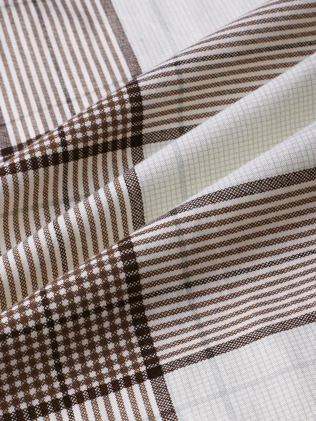 Off White & Brown Checkered Shirt - Image 8