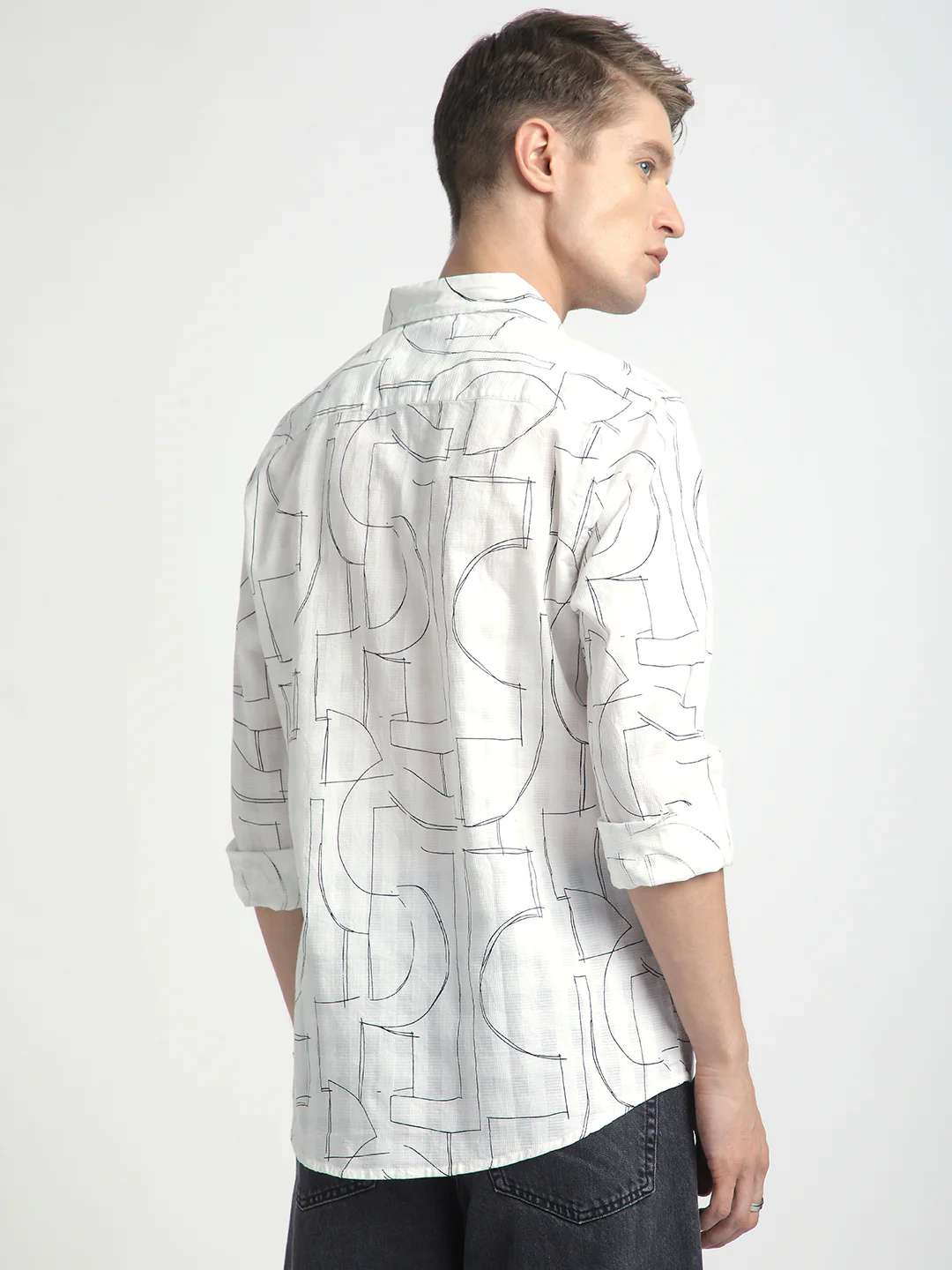 Offbeat Abstract Printed White Shirt - Image 7