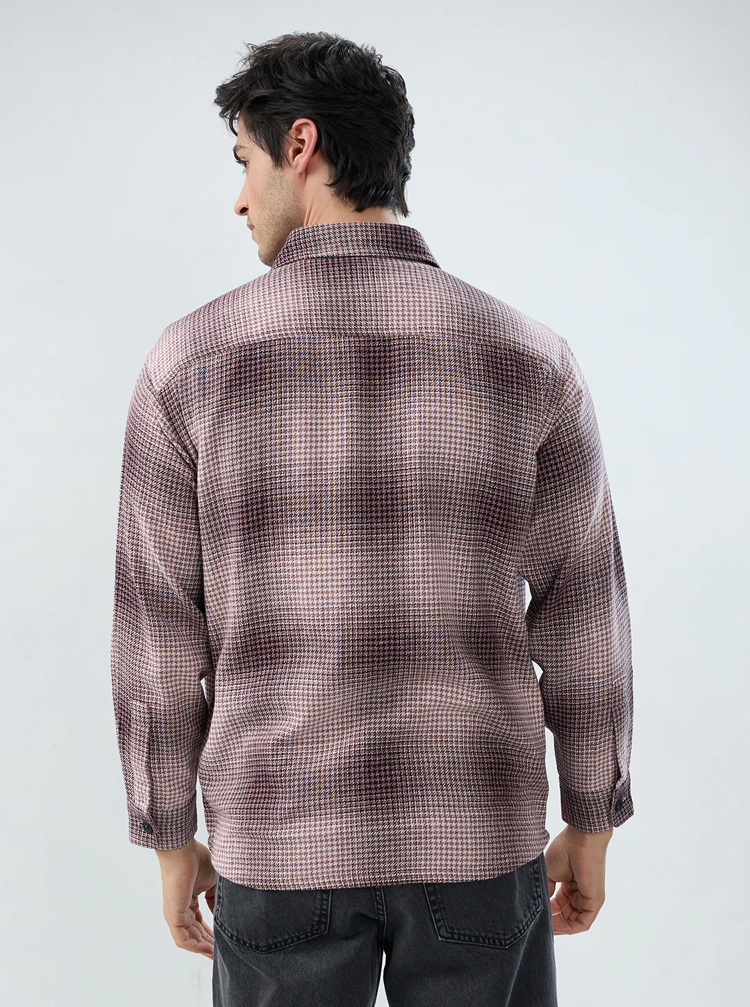 Old-School Red & Black Houndstooth Twin Pocket Flannel Shirt - Image 7