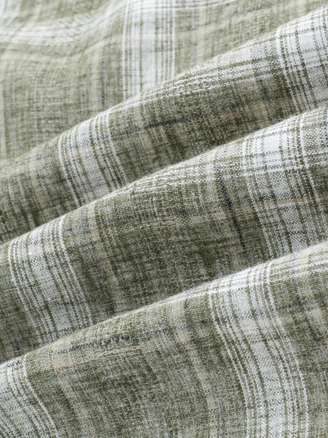 Olive Abstract Grid Checks Textured Shirt - Image 3