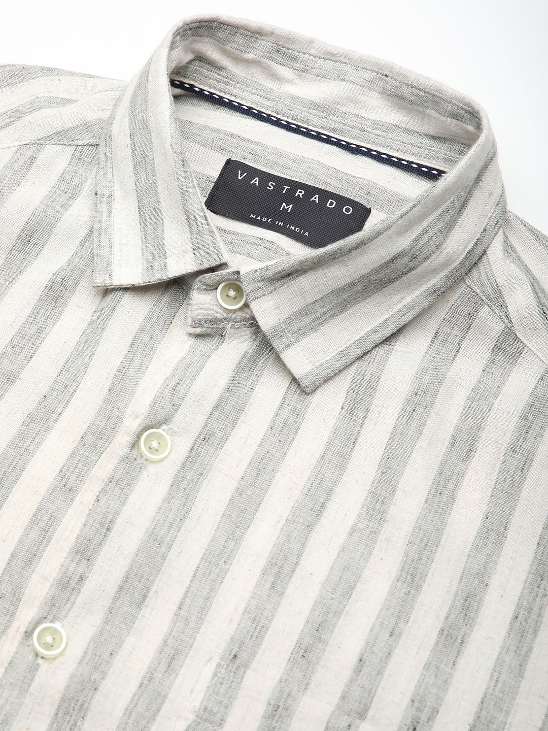 Olive & Ivory Striped Linen Shirt - Image 3