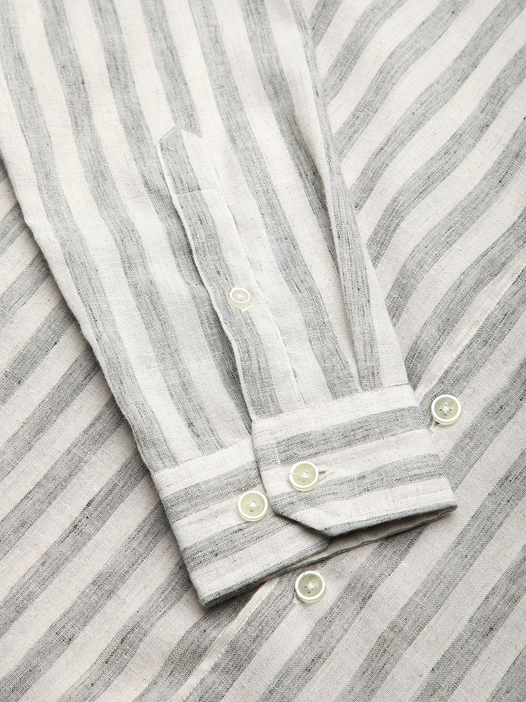 Olive & Ivory Striped Linen Shirt - Image 8