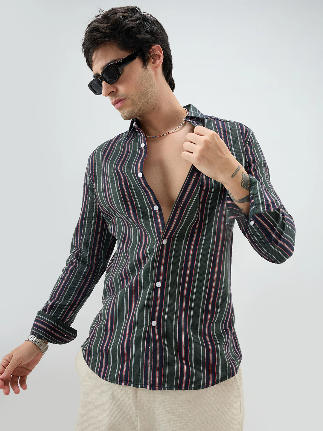 Olive & Navy Balanced Striped Shirt - Image 5
