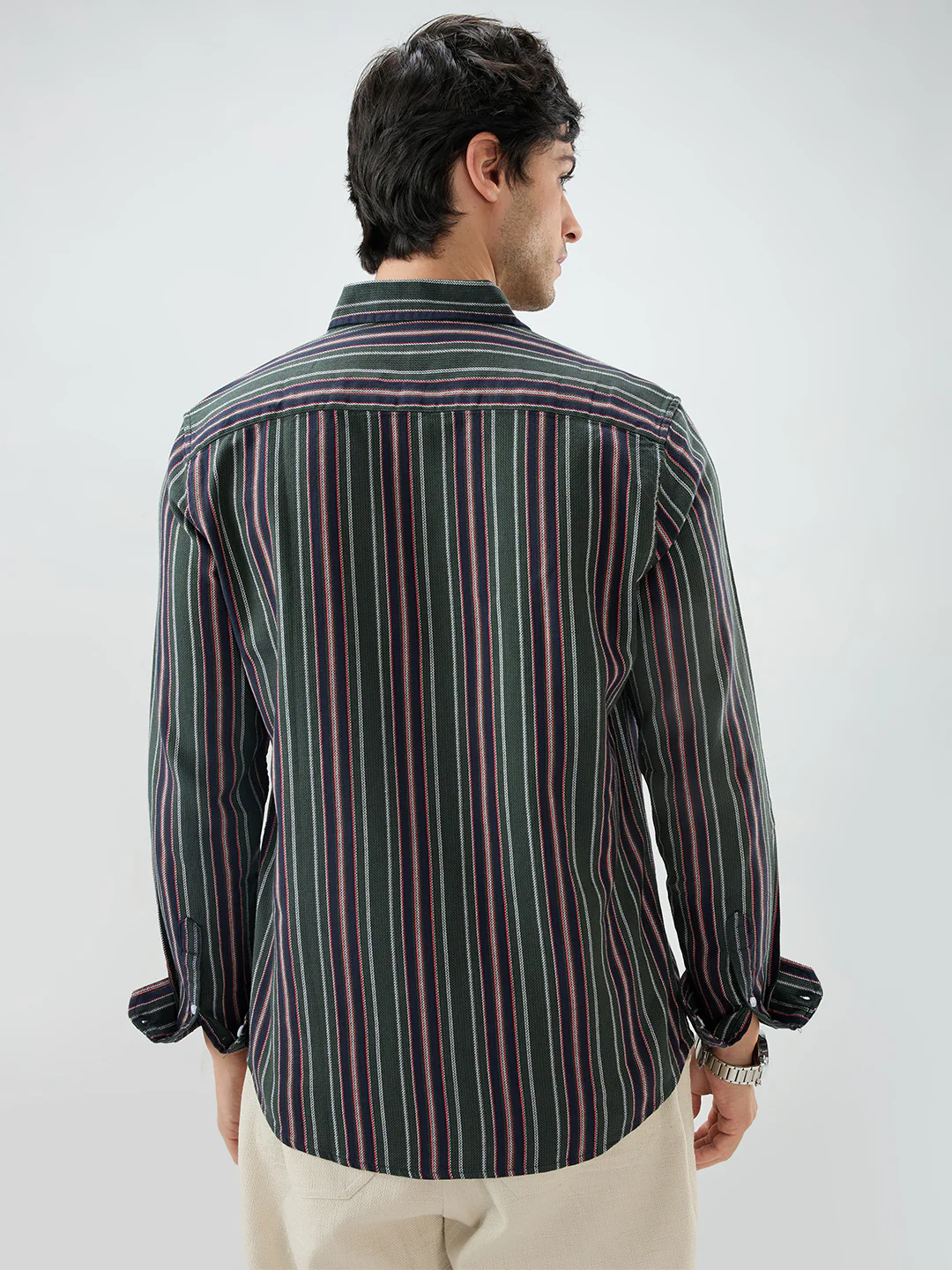 Olive & Navy Balanced Striped Shirt - Image 6