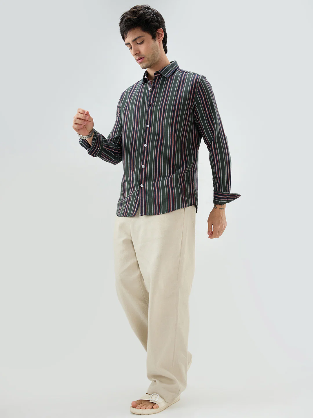 Olive & Navy Balanced Striped Shirt - Image 7