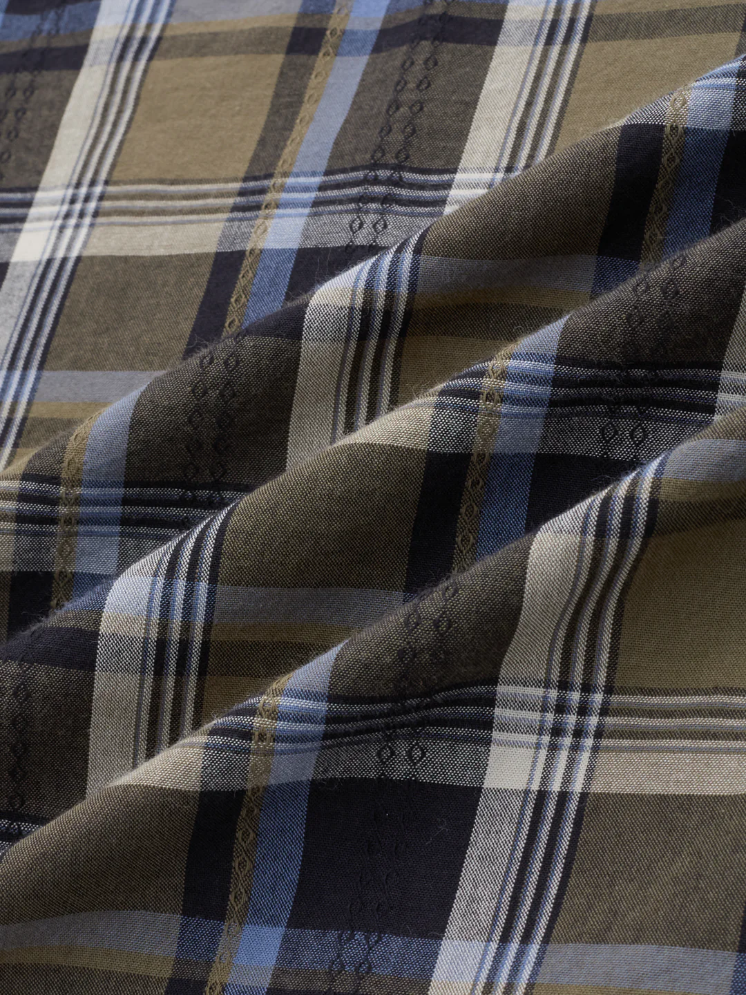 Olive & Black Diamond Loom Checked Shirt - Image 3