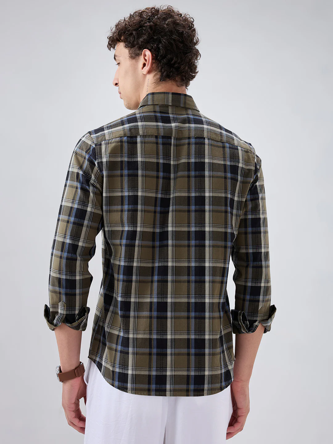 Olive & Black Diamond Loom Checked Shirt - Image 6