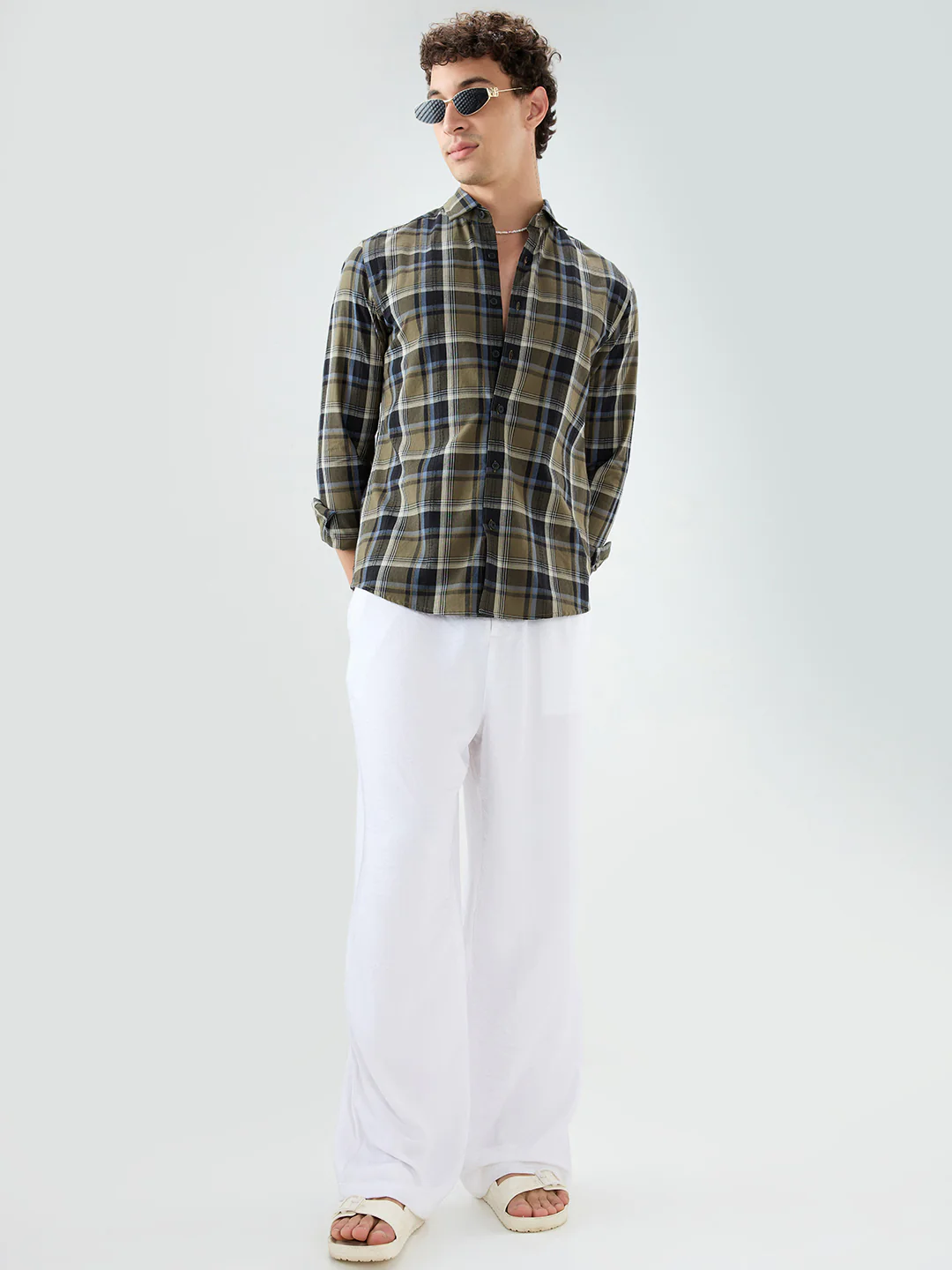 Olive & Black Diamond Loom Checked Shirt - Image 7