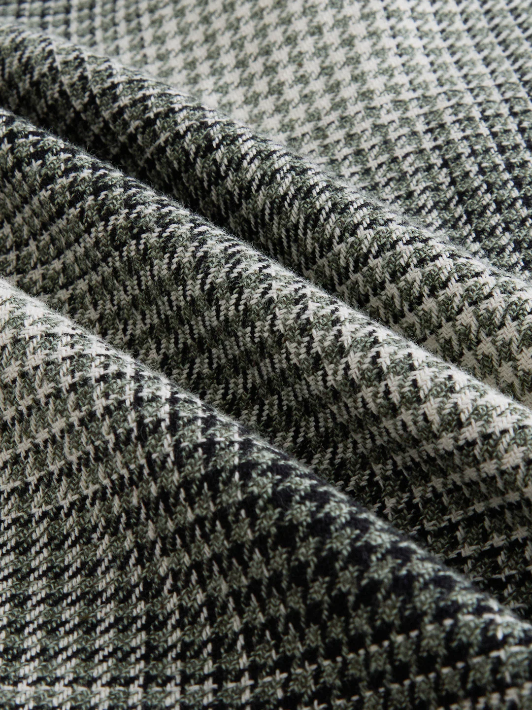 Olive & Black Houndstooth Checks Double Pocket Flannel Shirt - Image 8