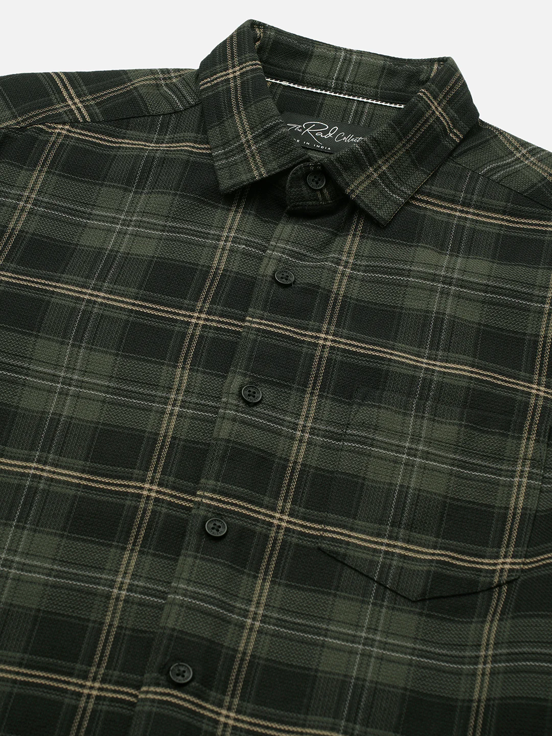 Premium Cotton Olive & Black Tartan Checked Shirt - Image 3