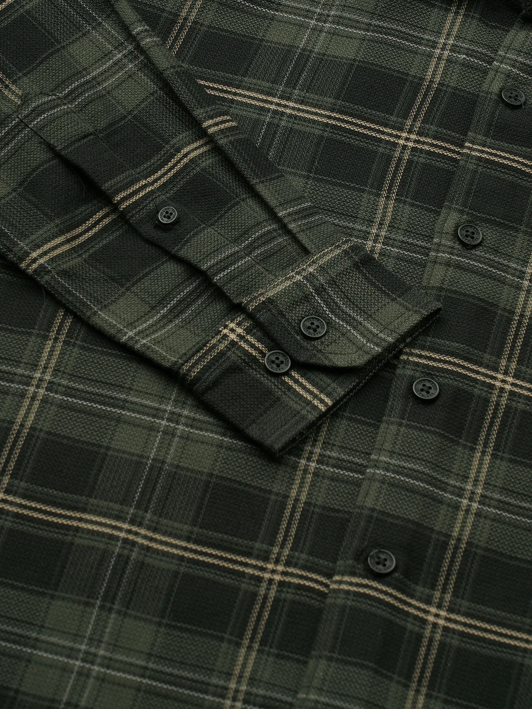 Premium Cotton Olive & Black Tartan Checked Shirt - Image 8