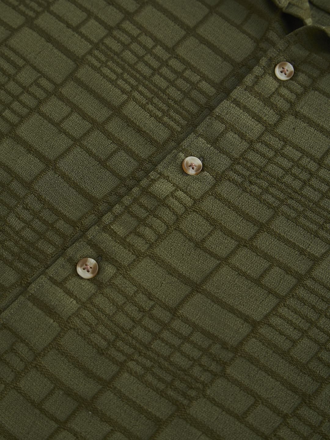 Olive Bold Square Textured Shirt - Image 3