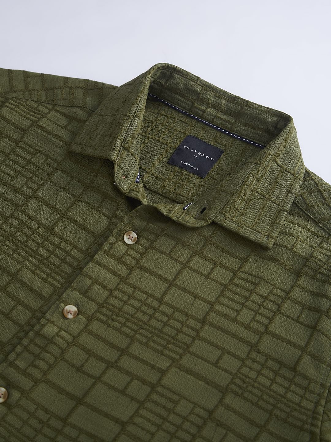 Olive Bold Square Textured Shirt - Image 9