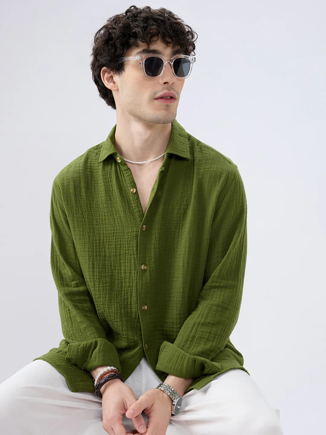 Olive Double Cloth Everyday Shirt - Image 2