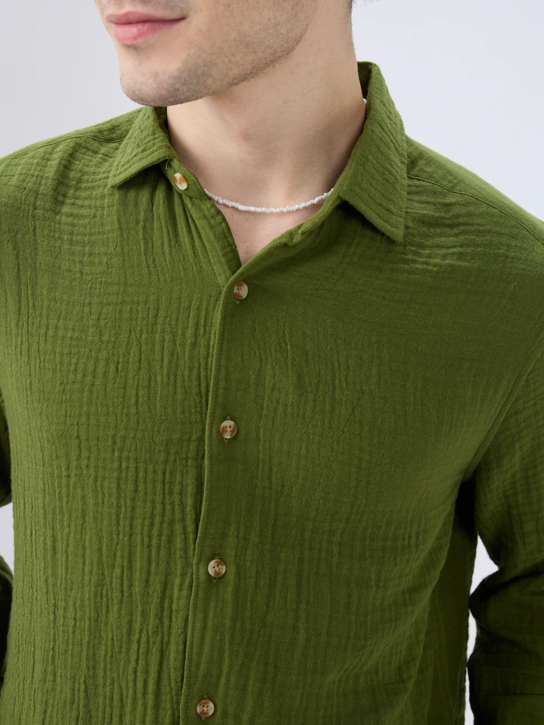 Olive Double Cloth Everyday Shirt - Image 3