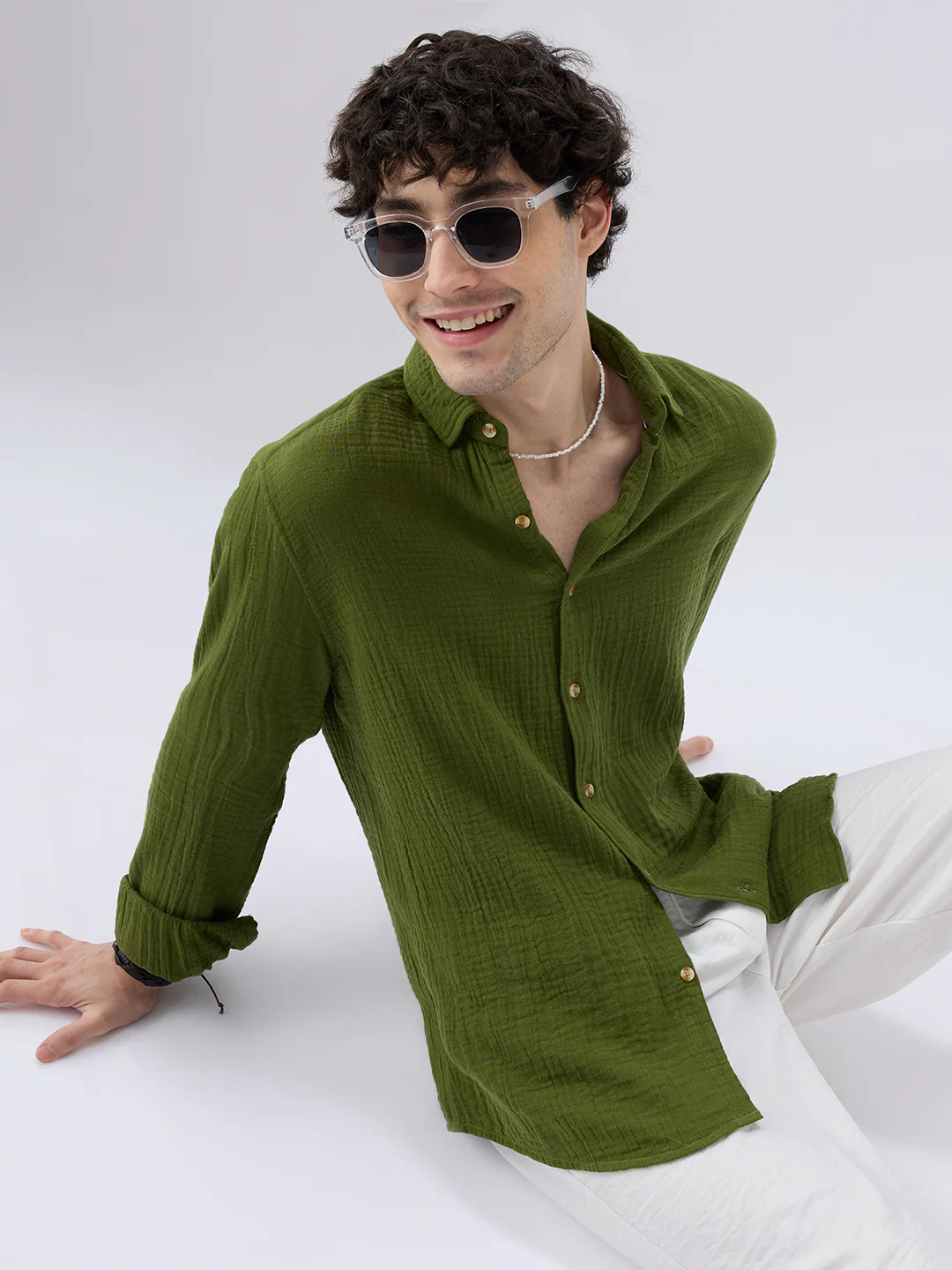 Olive Double Cloth Everyday Shirt - Image 4