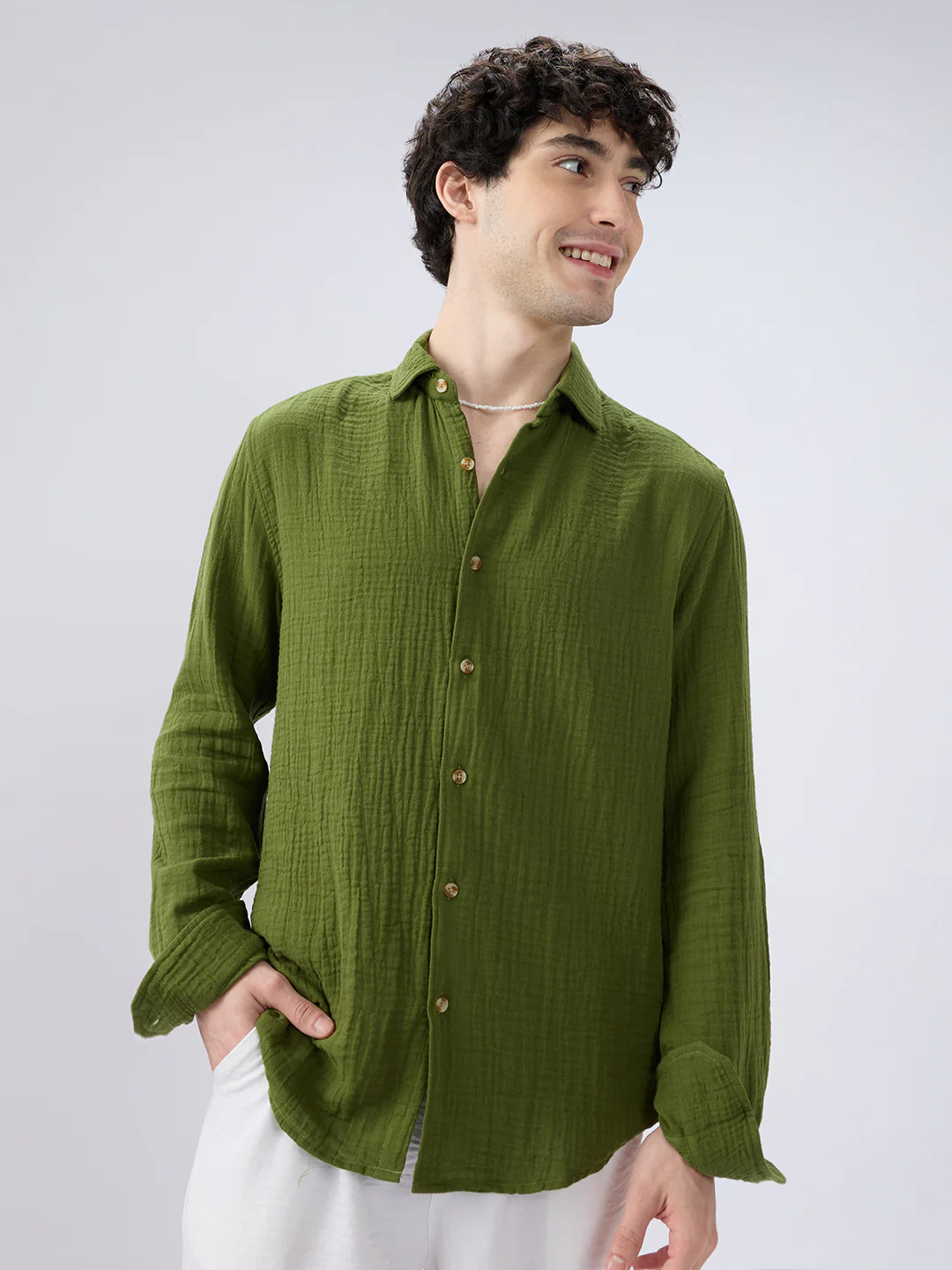 Olive Double Cloth Everyday Shirt - Image 5