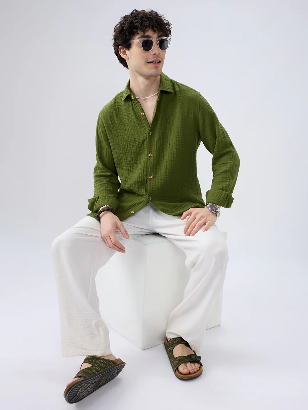 Olive Double Cloth Everyday Shirt - Image 7