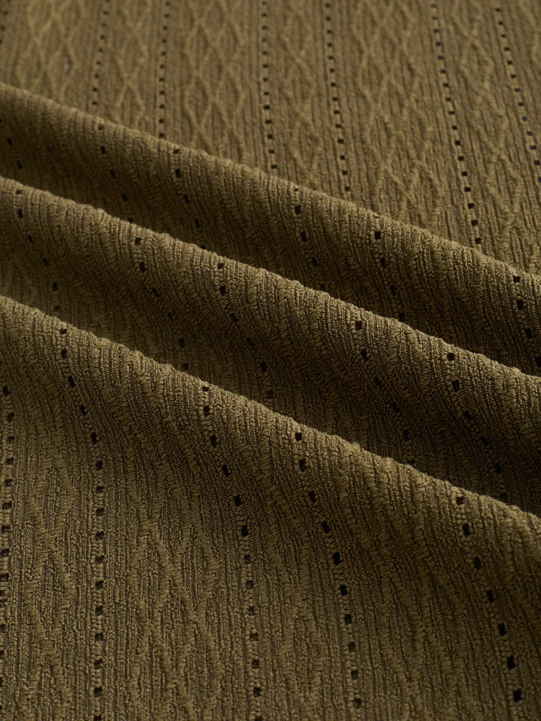 Olive Fine Lozenge Weave Polo Oversized Shirt - Image 9