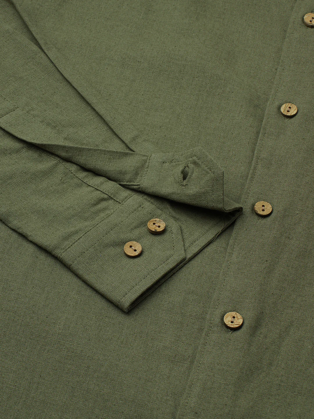 Olive Forest Haze Pure Linen Shirt - Image 9