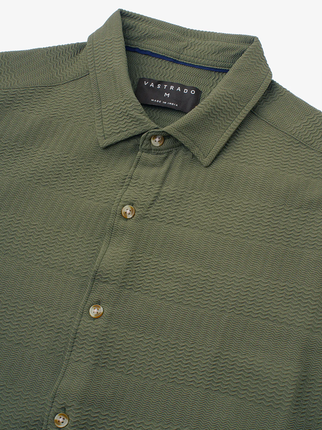 Olive Green Terrain Ripple Detail Textured Shirt - Image 8