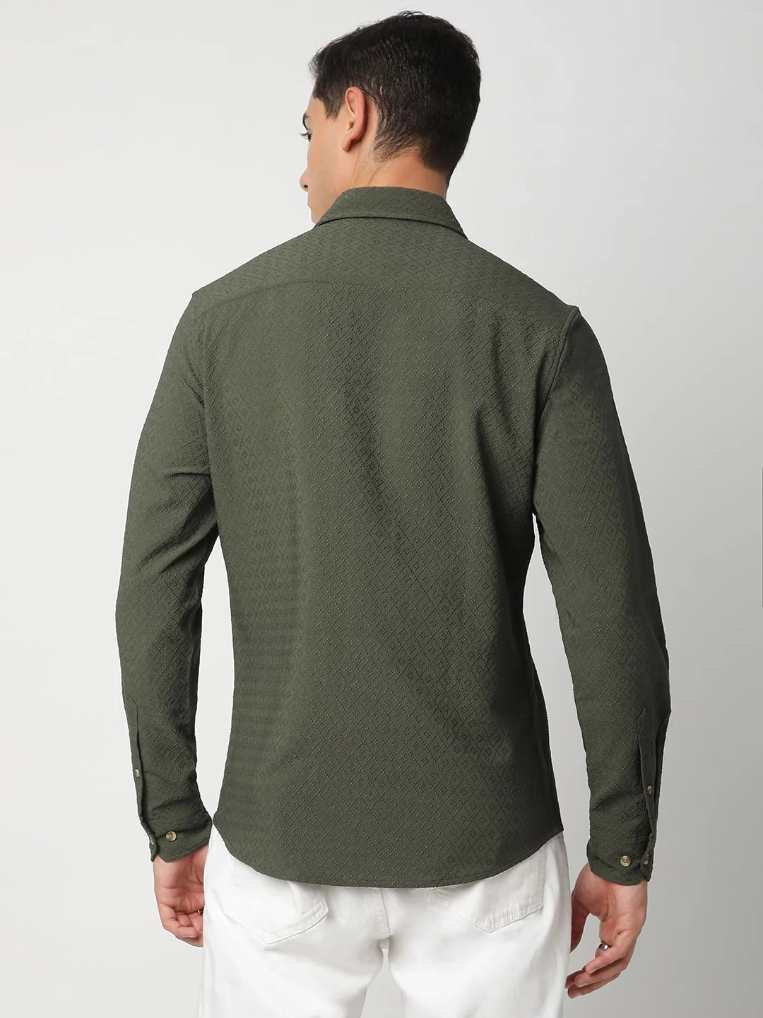 Olive Jacquard Shirt - Image 6