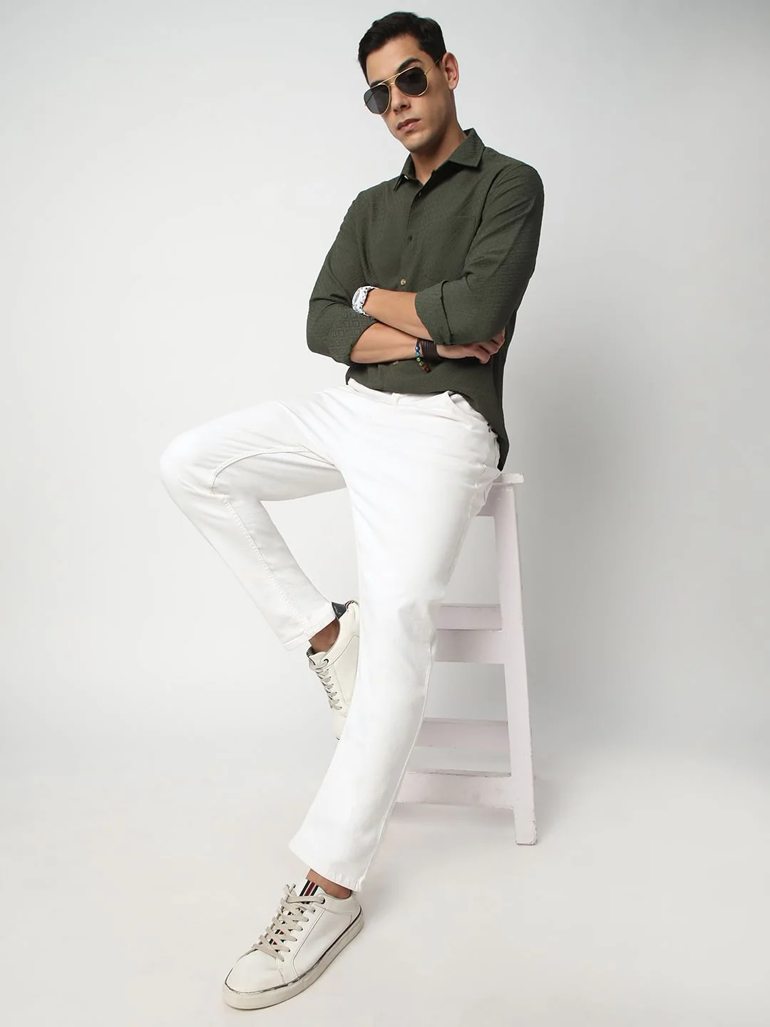 Olive Jacquard Shirt - Image 7