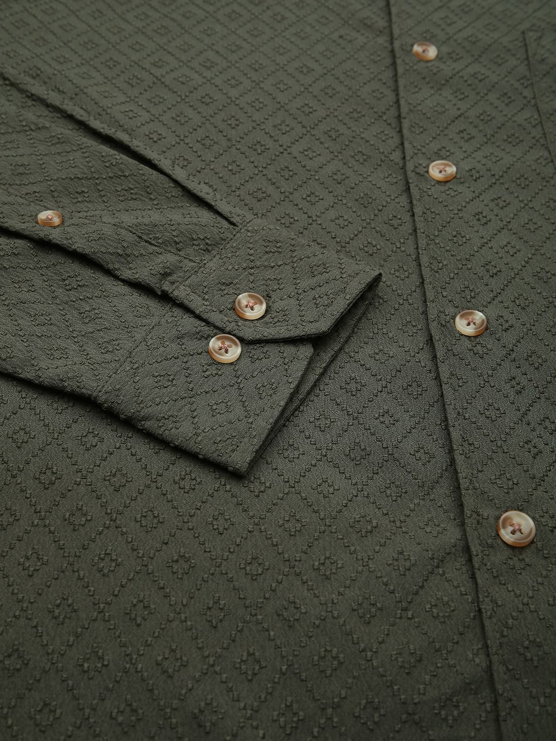 Olive Jacquard Shirt - Image 8