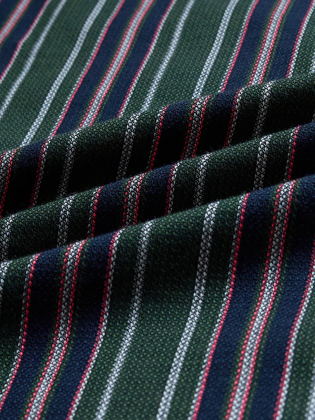 Premium Cotton Olive & Navy Balanced Striped Shirt - Image 8