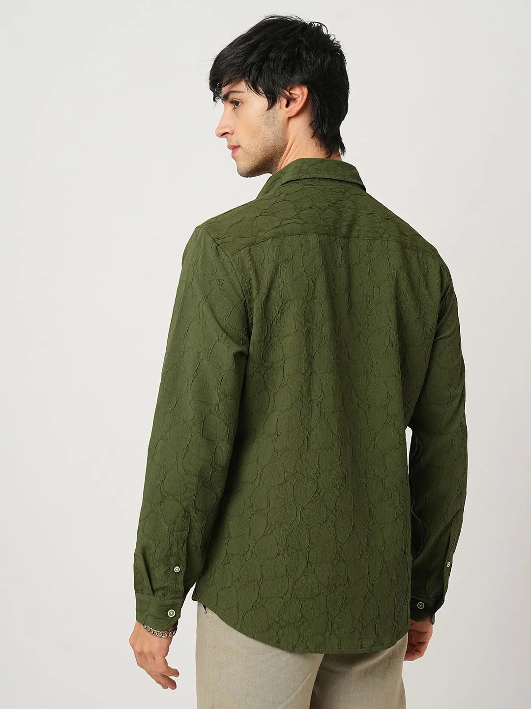 Olive Stone Textured Shirt - Image 7