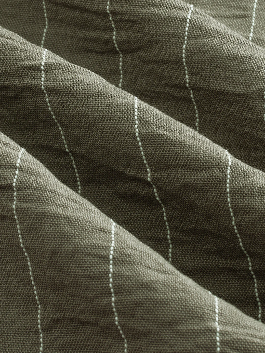 Olive Striped Crinkled Shirt - Image 8