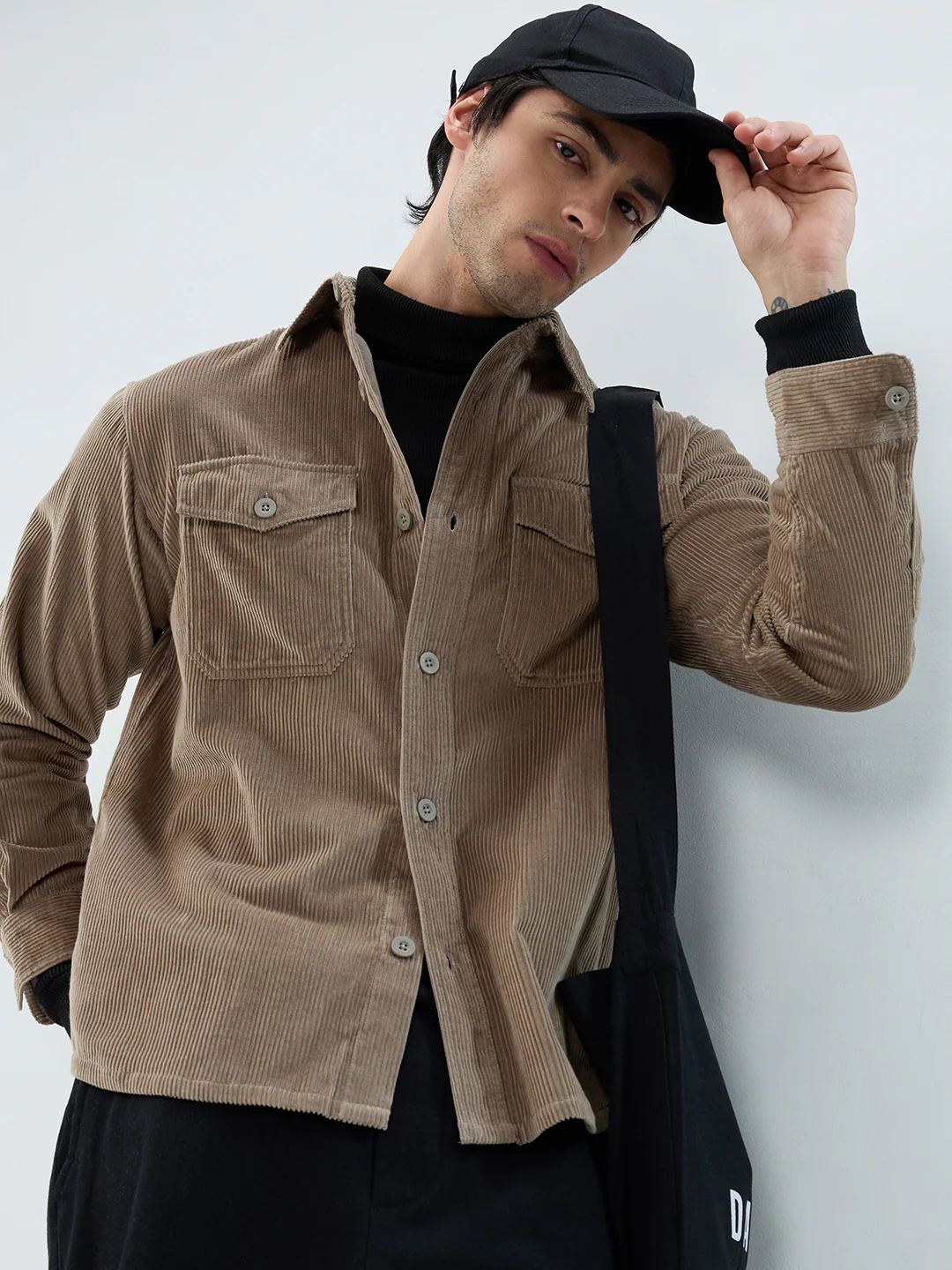 Olive Structured Corduroy Double Pocket Overshirt - Image 2