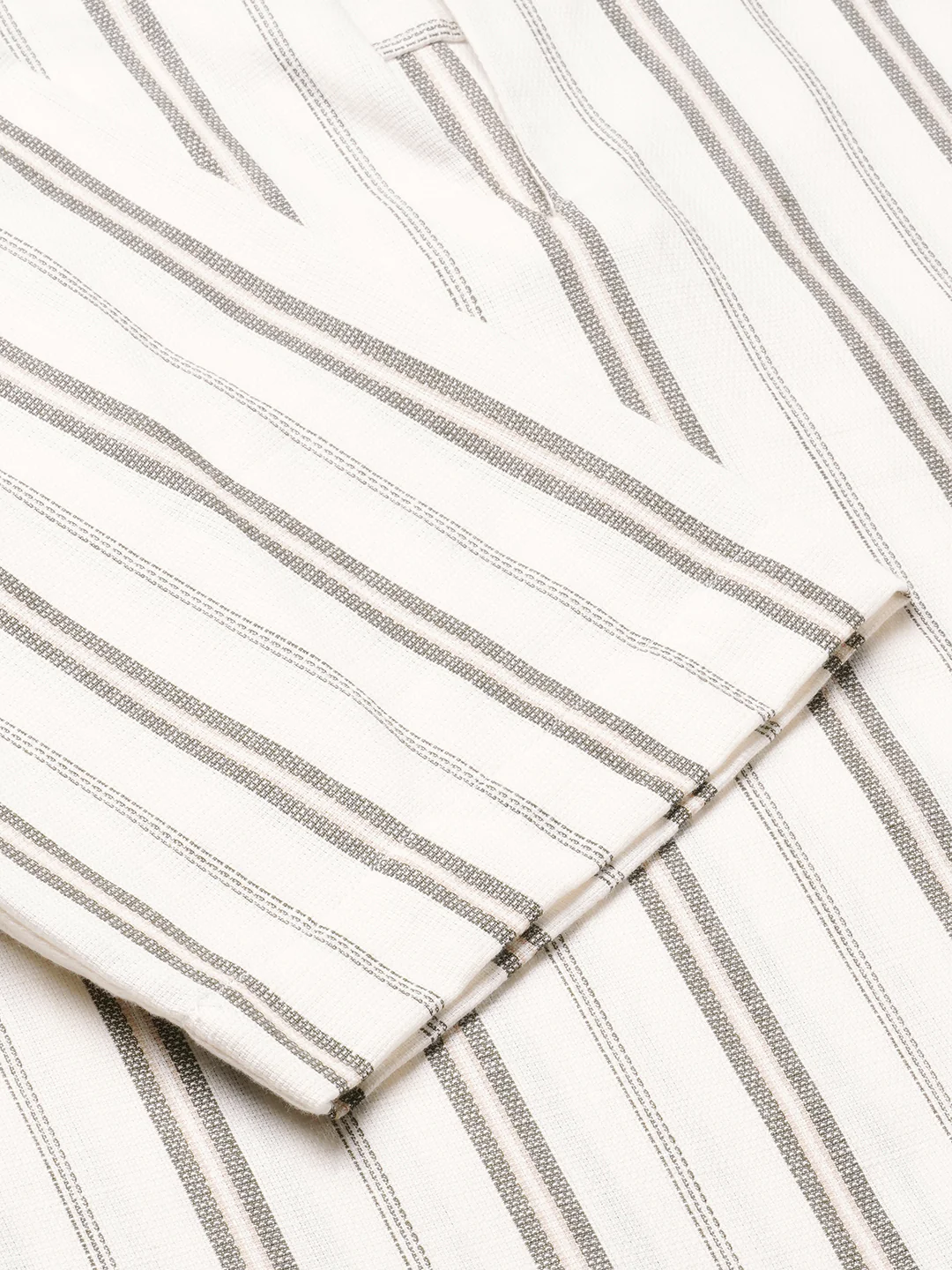 Olive & White Vertical Stripes Polo Shirt - Image 8