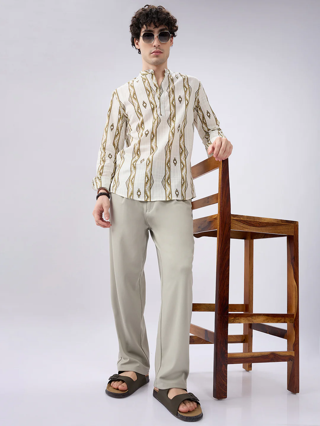 Olive Zigstone Ethno Ladderline Kurta - Image 7