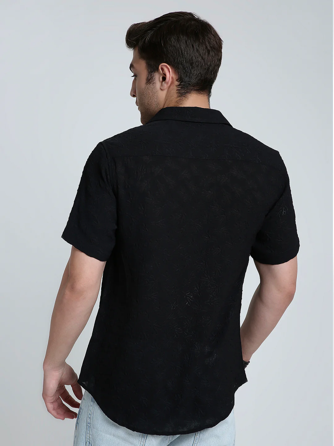 Onyx Black Floral Textured Shirt - Image 6
